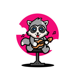 Cute raccoon playing guitar
