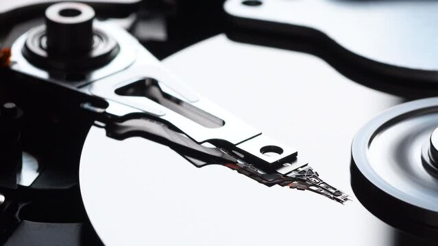 Hard Disk Drive, Close up of a hard disk drive reading and writing data