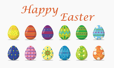 set Easter egg on happy easter day icon vector illustration EPS10