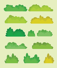 set natural bush on every season color texture vector illustration EPS10