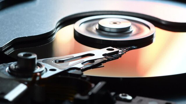 Hard Disk Drive, Close up of a hard disk drive reading and writing data