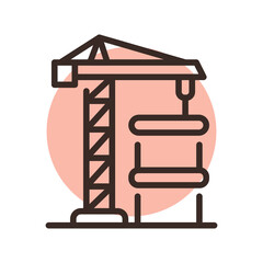 Construction crane black line icon. Pictogram for web page