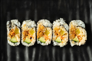 Fresh kimbap on monochrome background