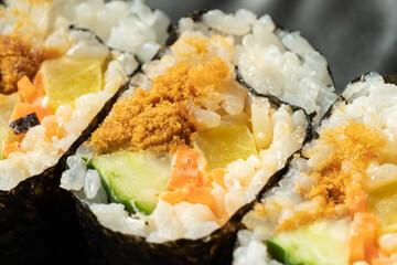 Fresh kimbap on monochrome background