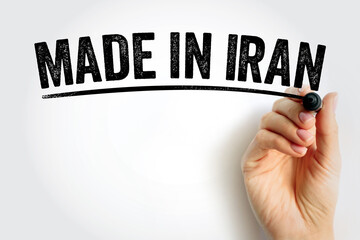 Made in Iran text with marker, concept background