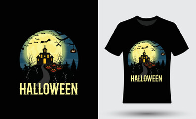 Modern trendy happy halloween t shirt design template.