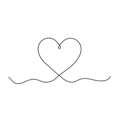 Heart outline vector icon. Continuous line love symbol. 