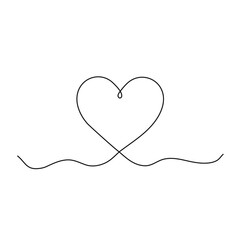 Heart outline vector icon. Continuous line love symbol. 