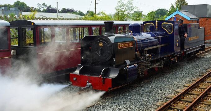 Blickling Hall Narrow Gauge Steam Train at Wroxham Station on the Bure Valley Railway 