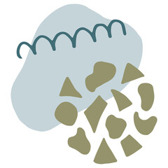 Modern abstract doodle collage of simple geometric shapes. Illustration in boho style, hand draw, naive. Transparent PNG clipart