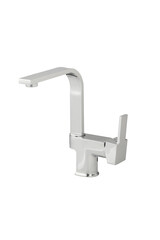 Mixer cold hot water. Modern faucet bathroom. Kitchen tap. Isolated white background. Side view.