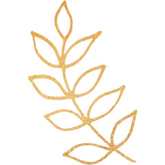 Simple doodle glitter leaf. Transparent PNG clipart. Abstract shape for design