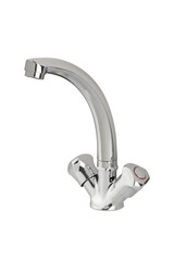 Mixer cold hot water. Modern faucet bathroom. Kitchen tap . Isolated white background. Side view.