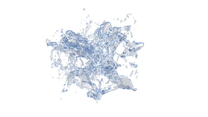 Water Splash with droplets. 3d rendering alpha channel.