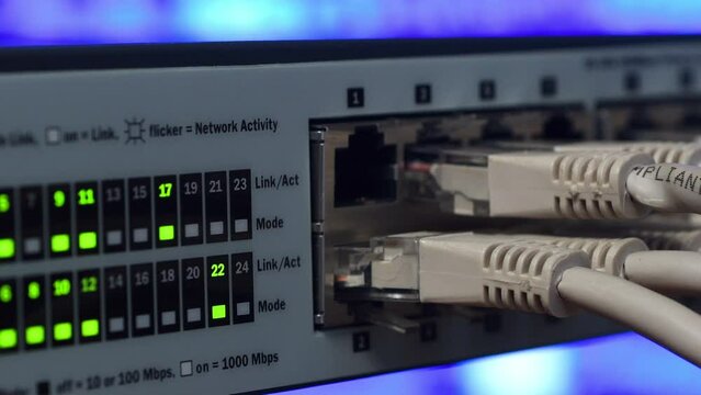 Ethernet server switches in Data Center sending and receiving data over the Ethernet