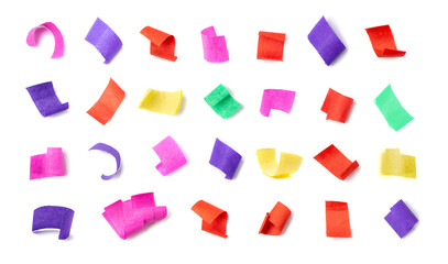 Colored Paper Confetti Set, Colorful Decoration Isolated