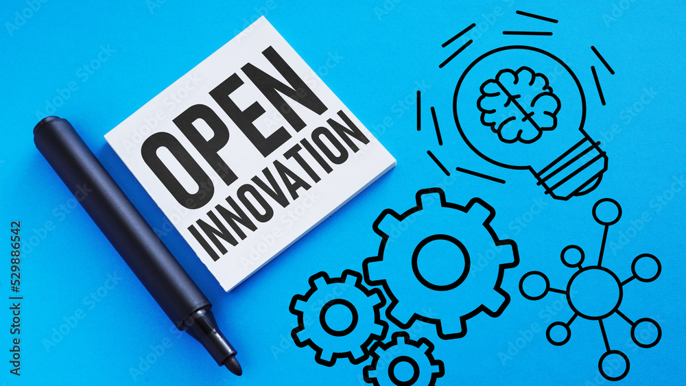 Aufkleber open innovation is shown using the text