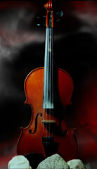 Fototapeta na wymiar Violin instumento musical, con melodía dulce 