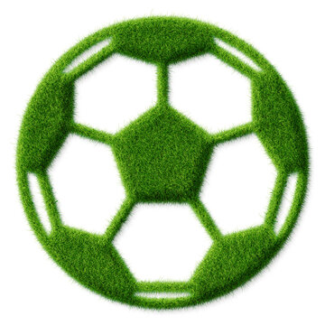 Icon von klassischem Fussball in Grasoptik wie grüner Rasen vom Tennisplatz