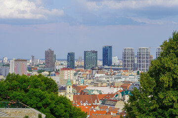Fototapeta premium Bratislava city aerial panoramic view. Bratislava is the capital of Slovakia. 