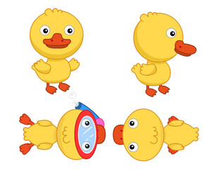 duck cute set in vector