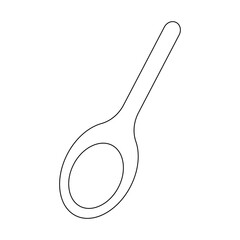 Black and white doodle illustration of a spoon with transparent background
