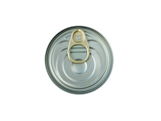 Metallic can with a key opener top view isolated transparent png