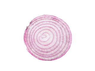 Sweet red onion cross section flatlay top view isolated transparent png