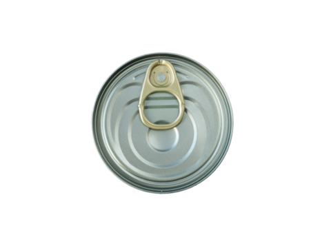Metallic can with a key opener top view isolated transparent png
