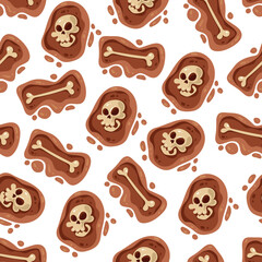 Human skeleton fossil archeology seamless endless pattern abstract concept. Graphic design element vector illustration