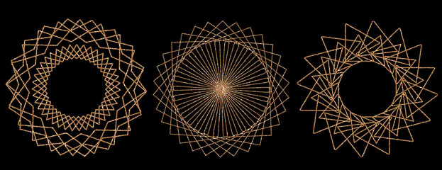 mandala golden designs and luxury frames isolated on black