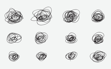 set of doodle sketchy pen and scribble isolated on white background, hand-drawn vector illustration