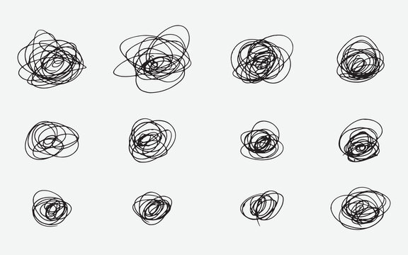 set of doodle sketchy pen and scribble isolated on white background, hand-drawn vector illustration