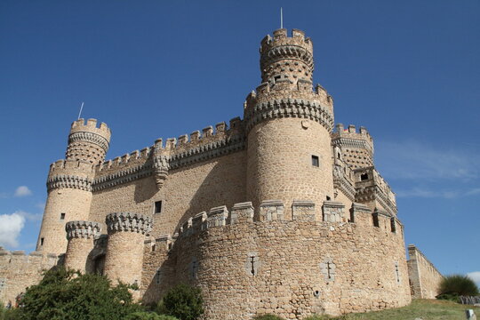 Madrid Castillo medieval de Manzanares El Real. Arquitectura estilo gótico isabelino. España