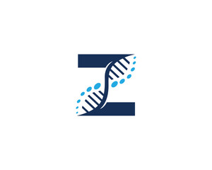 Abstract Letter Z DNA Biology Logo Concept. Creative Science, Laboratory and Biotechnology Vector Icon.