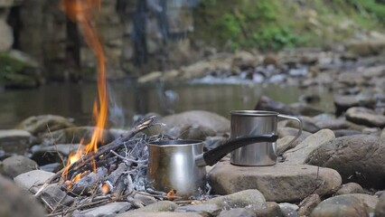Cooking coffee on coals in a coffee maker