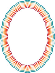 Hippie retro oval rainbow frame with coloful lines
