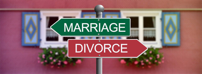 marriage or divorce red and green sign	