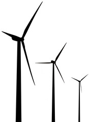 Silhouettes of wind turbines