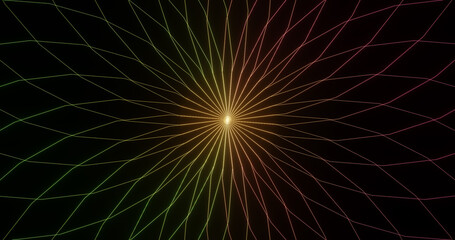 Obraz premium Render with a decorative background of lines in red and green light