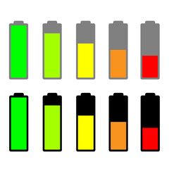 Battery charge indicator icons in vector graphics
