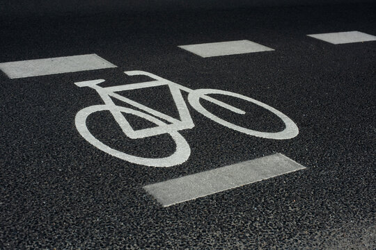 bicycle icon road marking on bike lane