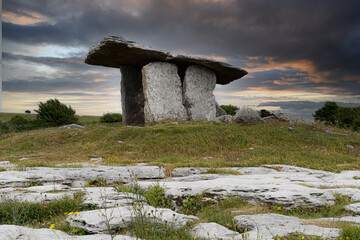 The Poulnabrone Dolmen.Situated on the high Burren limestone plateau, Poulnabrone Dolmen is one of...