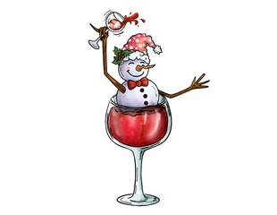 Snowgirl Wine Glass – drinking and cheerful  for holiday, gift for christmas
