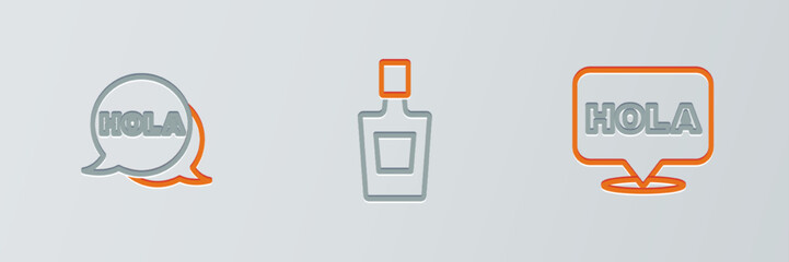 Set line Hola, and Tequila bottle icon. Vector © vector_v