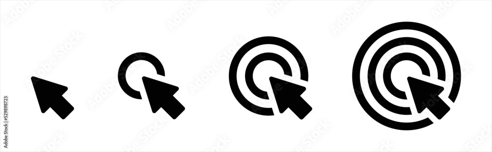 Poster pointer cursor icon. clicking cursor symbol. click cursor signs, vector illustration