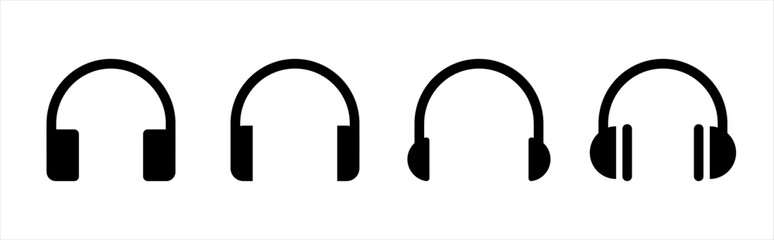 Headphones icons set. Headset symbol. Music signs. Earphones vector illustration