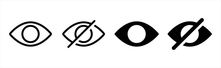 See and unsee eye icon. Eyesight symbol. Retina scan eye signs. Visibility, secure, privacy button vector illustration.