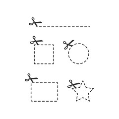Cut icon. Mathematics figure and scissors symbol. Sign scissors cutting line vector flat.