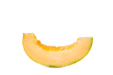 Cut cantaloupe melon on white background